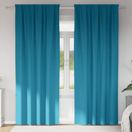 Perdele Opaque cu Inel 2 pcs Turcoaz 225 x 140 cm Poliester