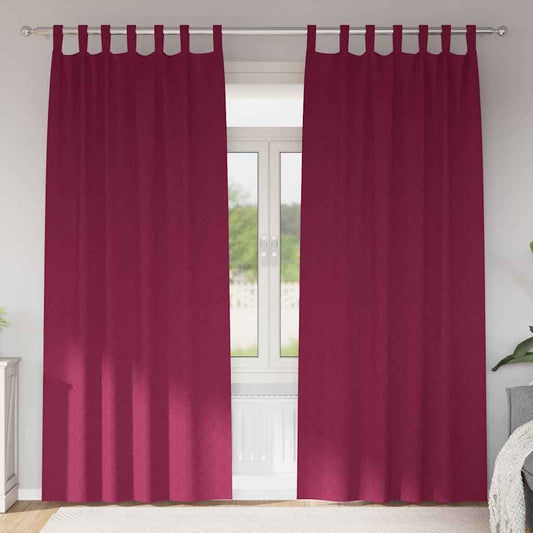 Perdele Opaque cu Inel 2 pcs Roșu Vin 245 x 140 cm Poliester