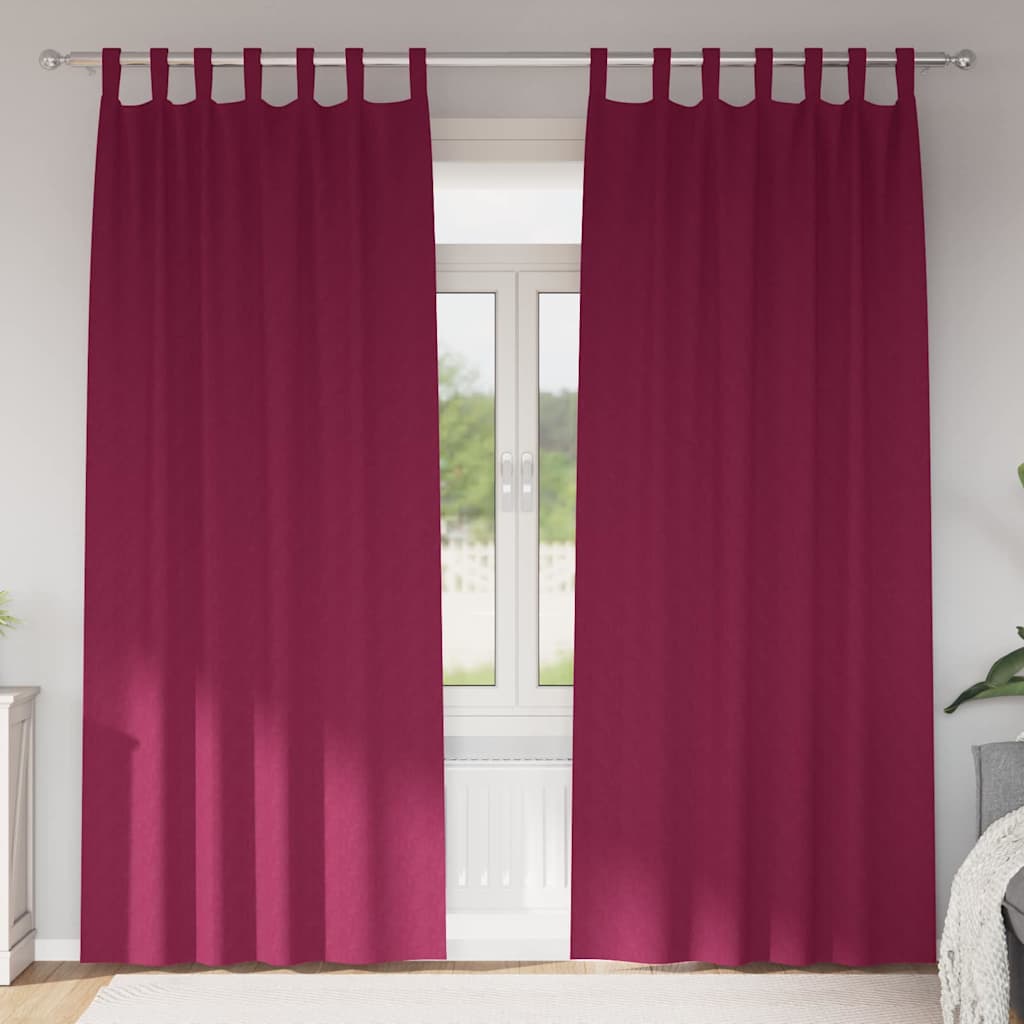 Perdele Opaque cu Inel 2 pcs Roșu Vin 260 x 140 cm Poliester