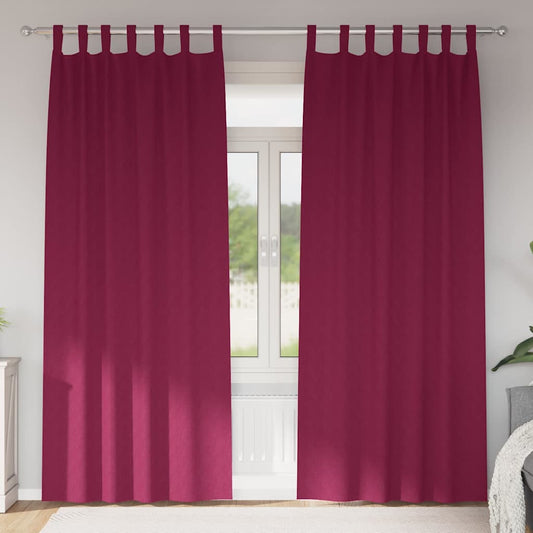Perdele Opaque cu Inel 2 pcs Roșu Vin 260 x 140 cm Poliester