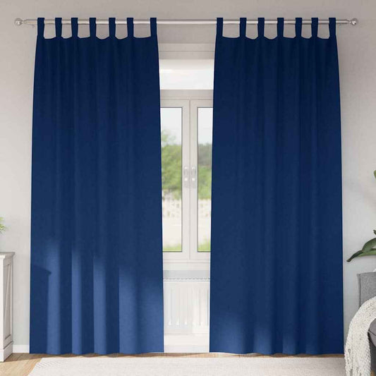 Perdele Opaque cu Inel 2 pcs Albastru închis 225 x 140 cm