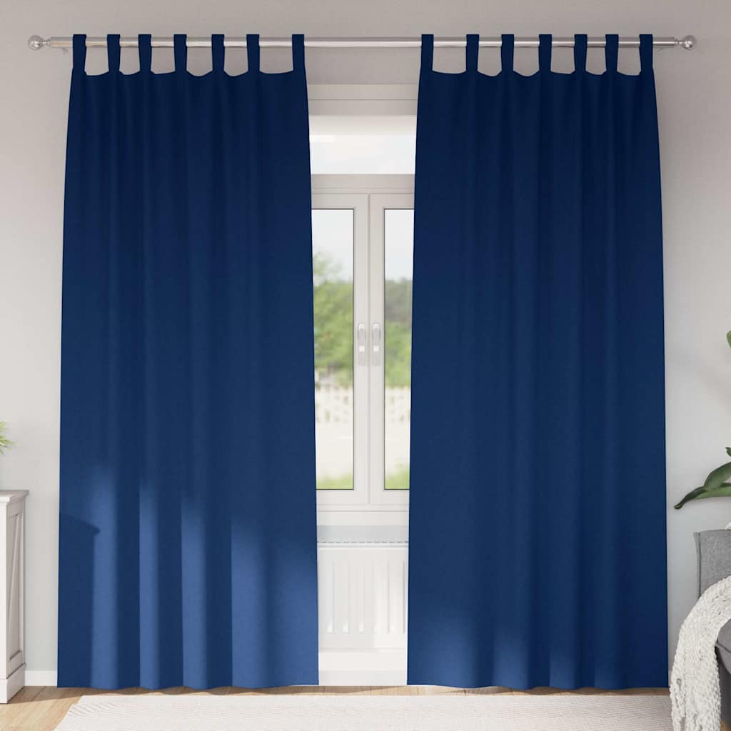 Perdele Opaque cu Inel 2 pcs Albastru închis 245 x 140 cm