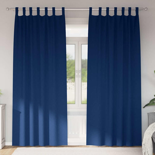 Perdele Opaque cu Inel 2 pcs Albastru închis 260 x 140 cm