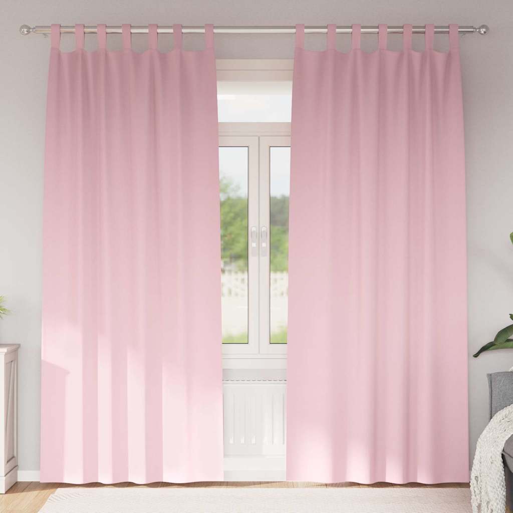 Perdele Opaque cu Inel 2 pcs Roz bebe 225 x 140 cm Poliester