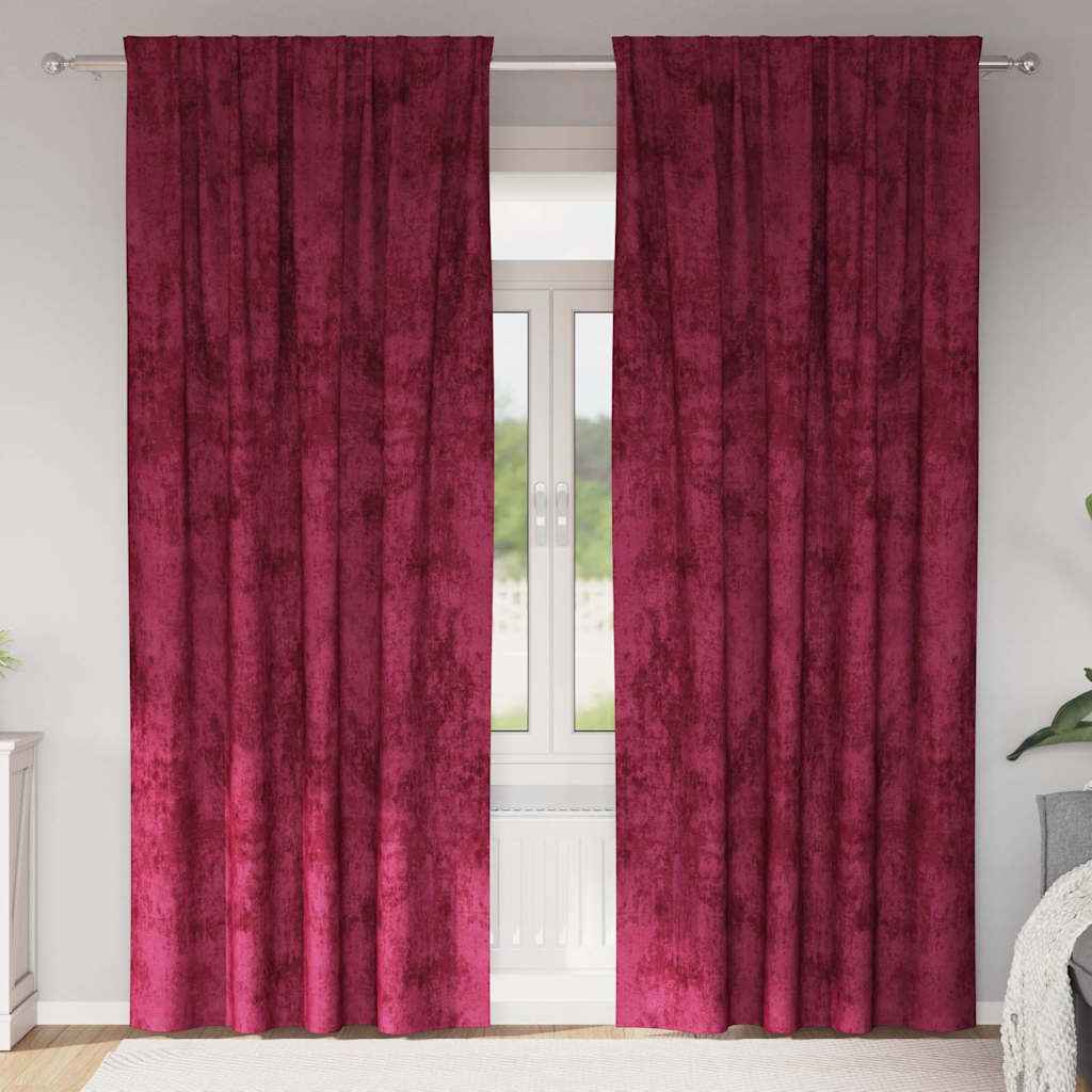 Cortine din catifea cu perdele 2 pcs bordo 245 x 140 cm Catifea