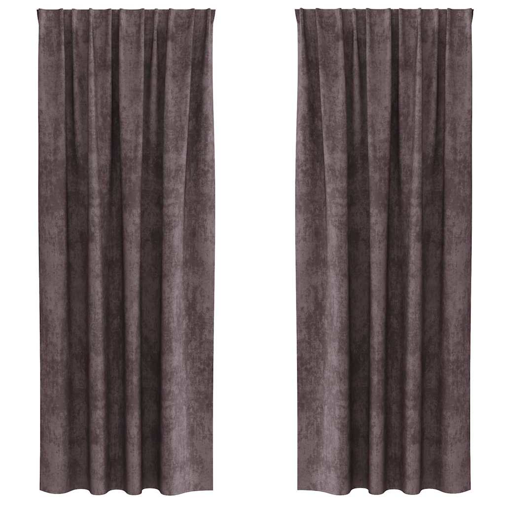 Cortine din catifea cu perdele 2 pcs Maro 260 x 140 cm Catifea