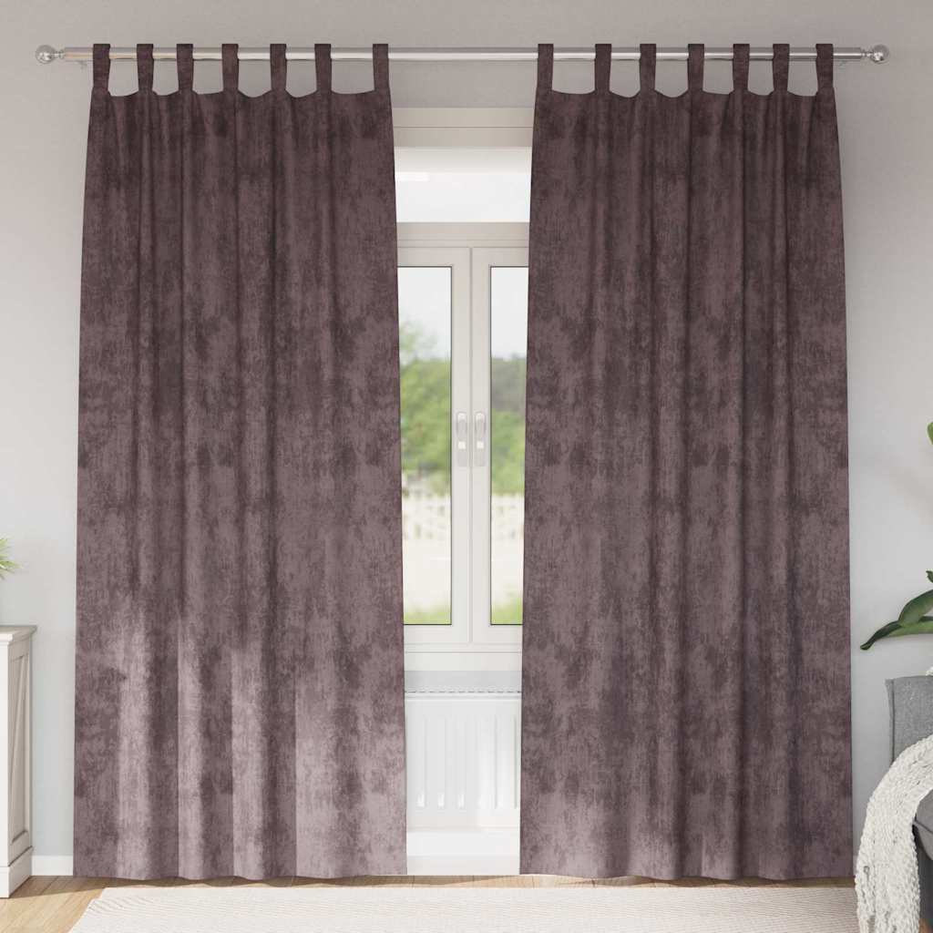 Cortine din catifea cu perdele 2 pcs Maro 260 x 140 cm Catifea