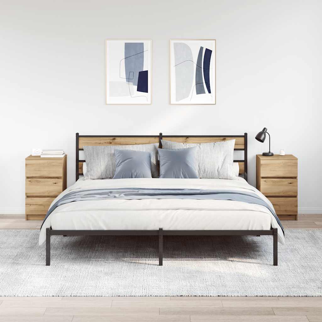 Noptiere cu 3 sertare 2 buc Stejar Artisan 39x35x65 cm