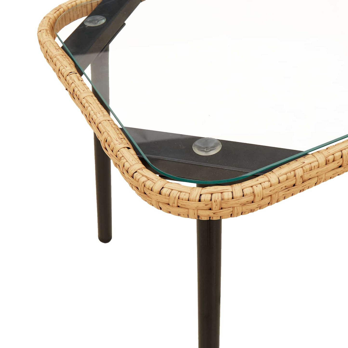 Masă de cafea Maro și negru 90 x 45 x 43 cm Poliratan și sticlă