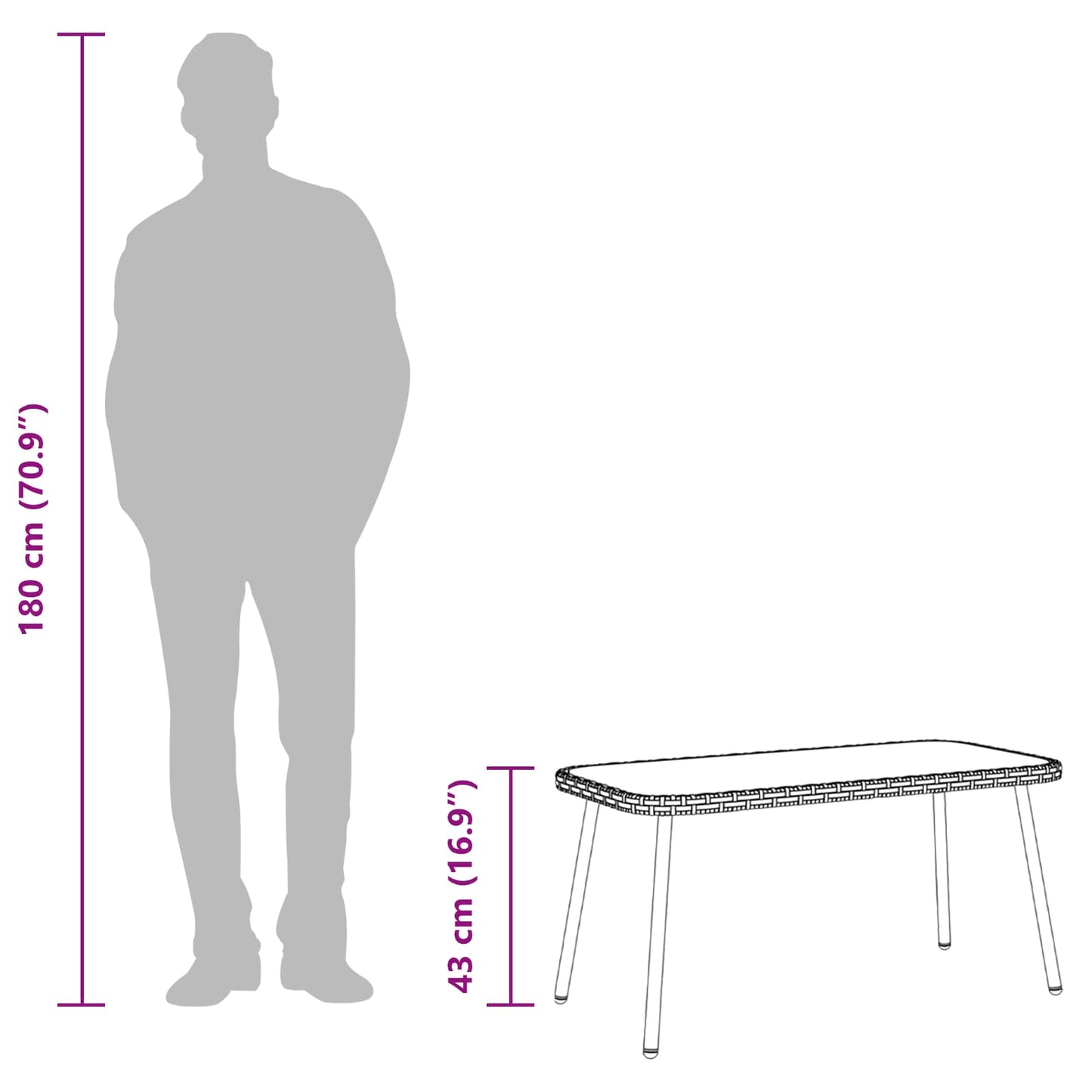 Masă de cafea Maro și negru 90 x 45 x 43 cm Poliratan și sticlă