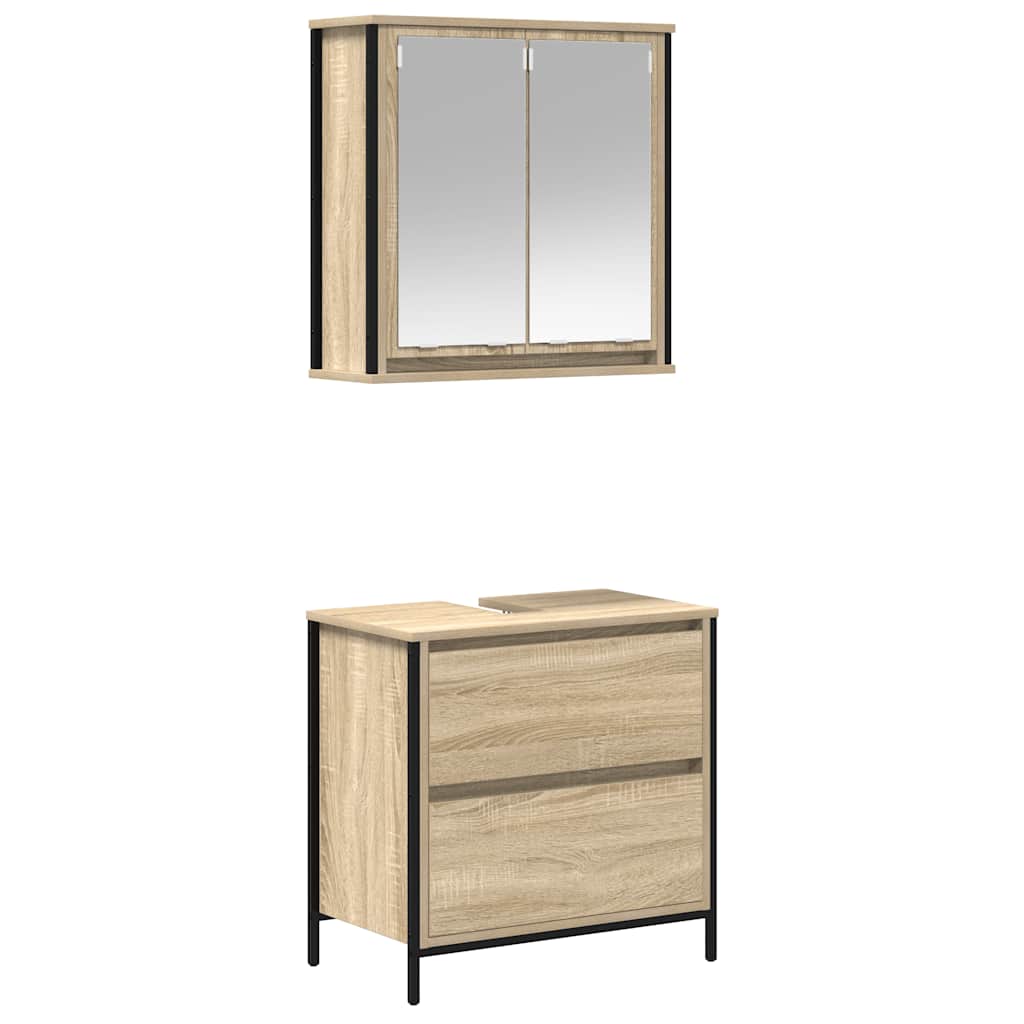 Set mobilier de baie, 2 piese, stejar sonoma, lemn prelucrat