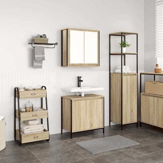 Set mobilier de baie, 2 piese, stejar sonoma, lemn prelucrat