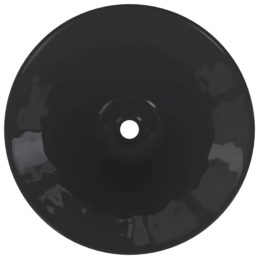 Lavoare 2 buc Negru lucios Ø42x14 cm Ceramic