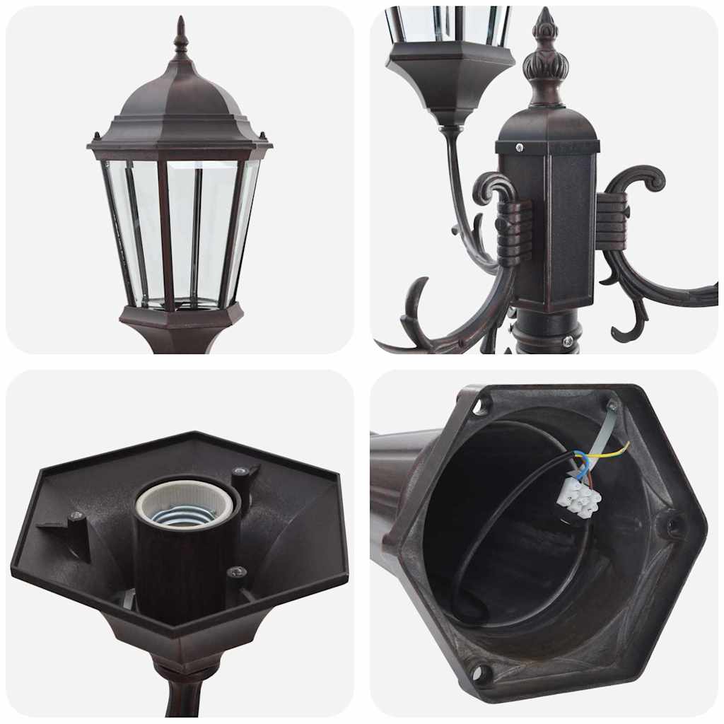 Lumina de grădină Bronz 61 x 53 x 235 cm Aluminiu și sticlă