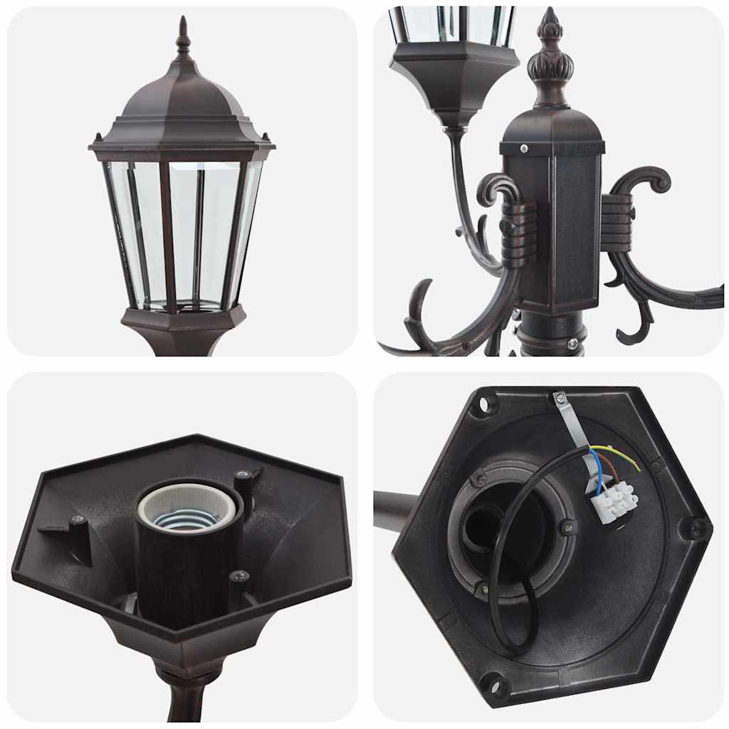 Lumina de grădină Bronz 57 x 49 x 241 cm Aluminiu și sticlă