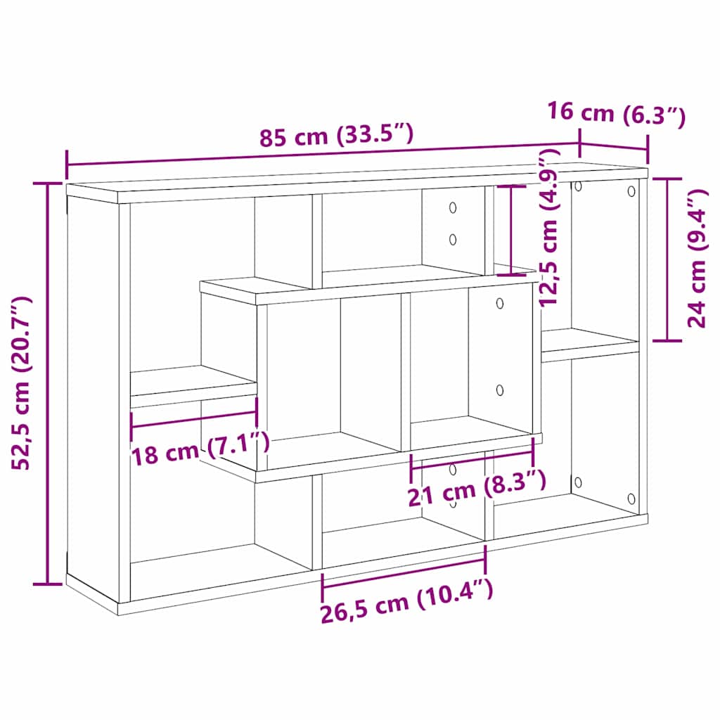 Raft de perete Stejar Negru 85 x 16 x 52,5 cm Lemn compozit