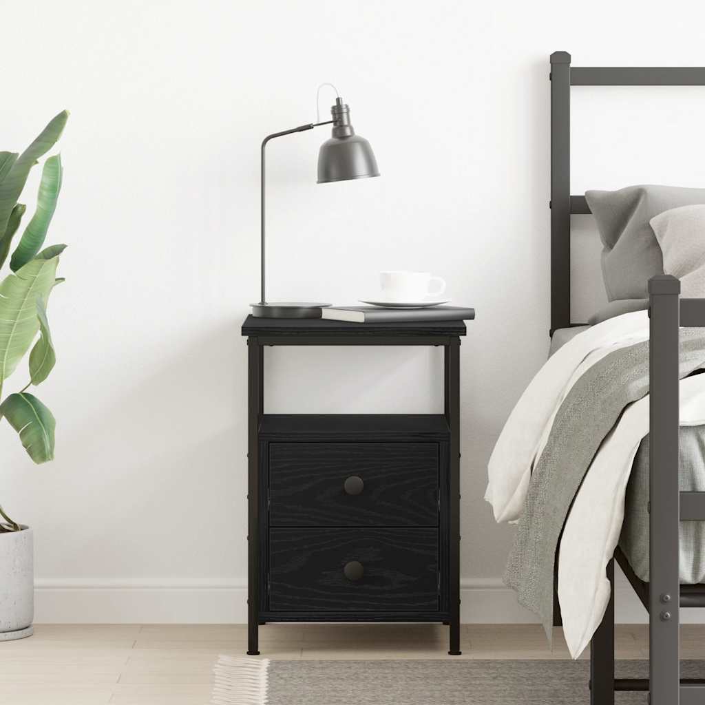 Noptieră, stejar negru, 34x35,5x50 cm, lemn compozit