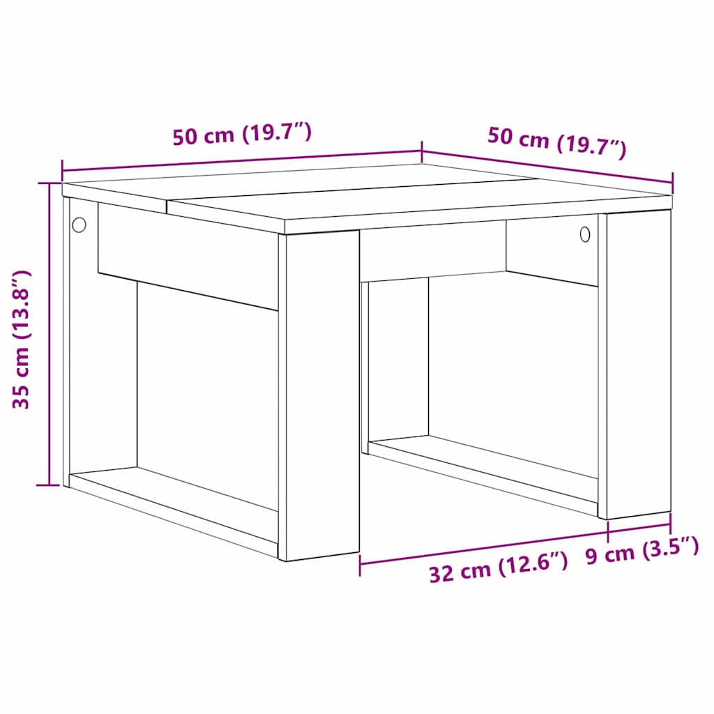 Masă de cafea Stejar Negru 50 x 50 x 35 cm Lemn compozit