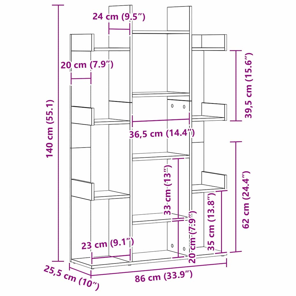 Bibliotecă Stejar Negru 86 x 25,5 x 140 cm Lemn compozit