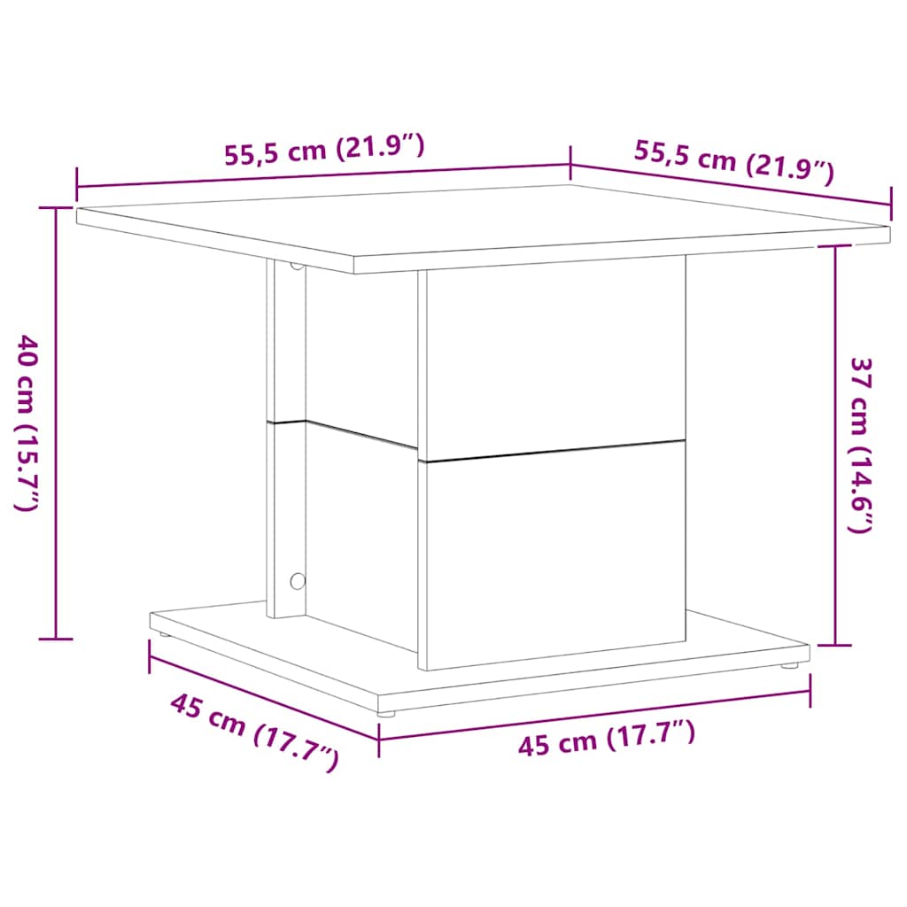 Masă de cafea Stejar Negru 55,5 x 55,5 x 40 cm Lemn compozit