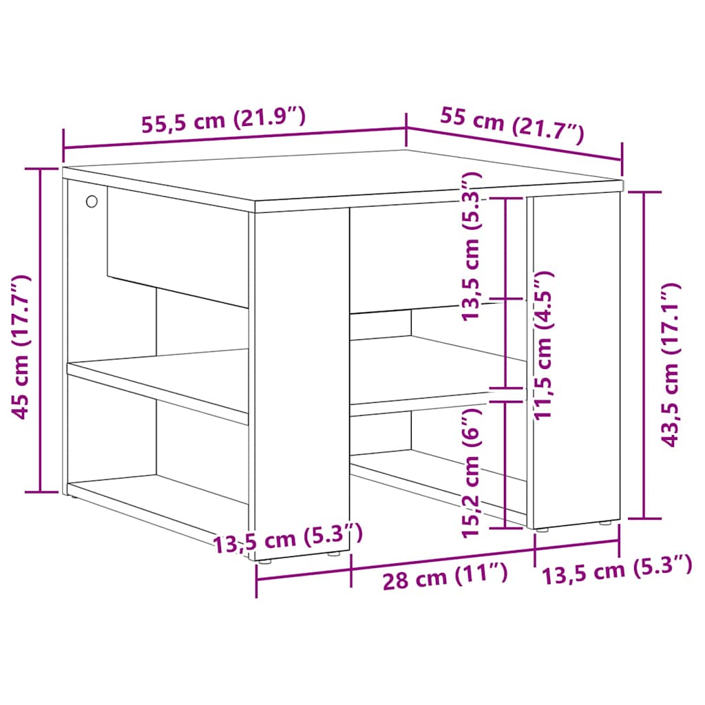 Masă de cafea Stejar Negru 55,5 x 55 x 45 cm Lemn compozit