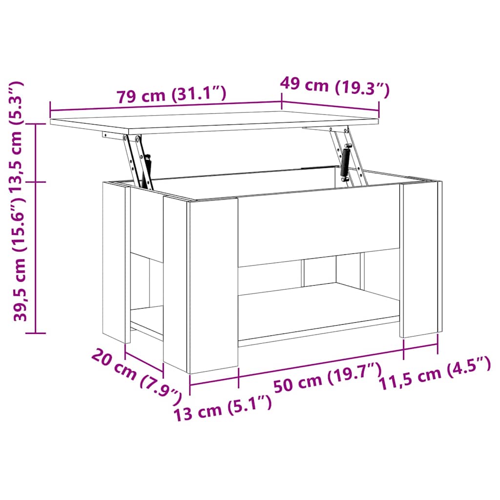 Masă de cafea Stejar Negru 79 x 49 x 41 cm Lemn compozit