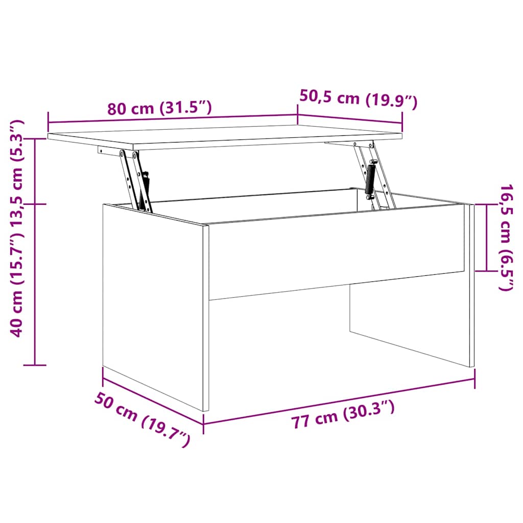 Masă de cafea Stejar Negru 80 x 50,5 x 41,5 cm Lemn compozit
