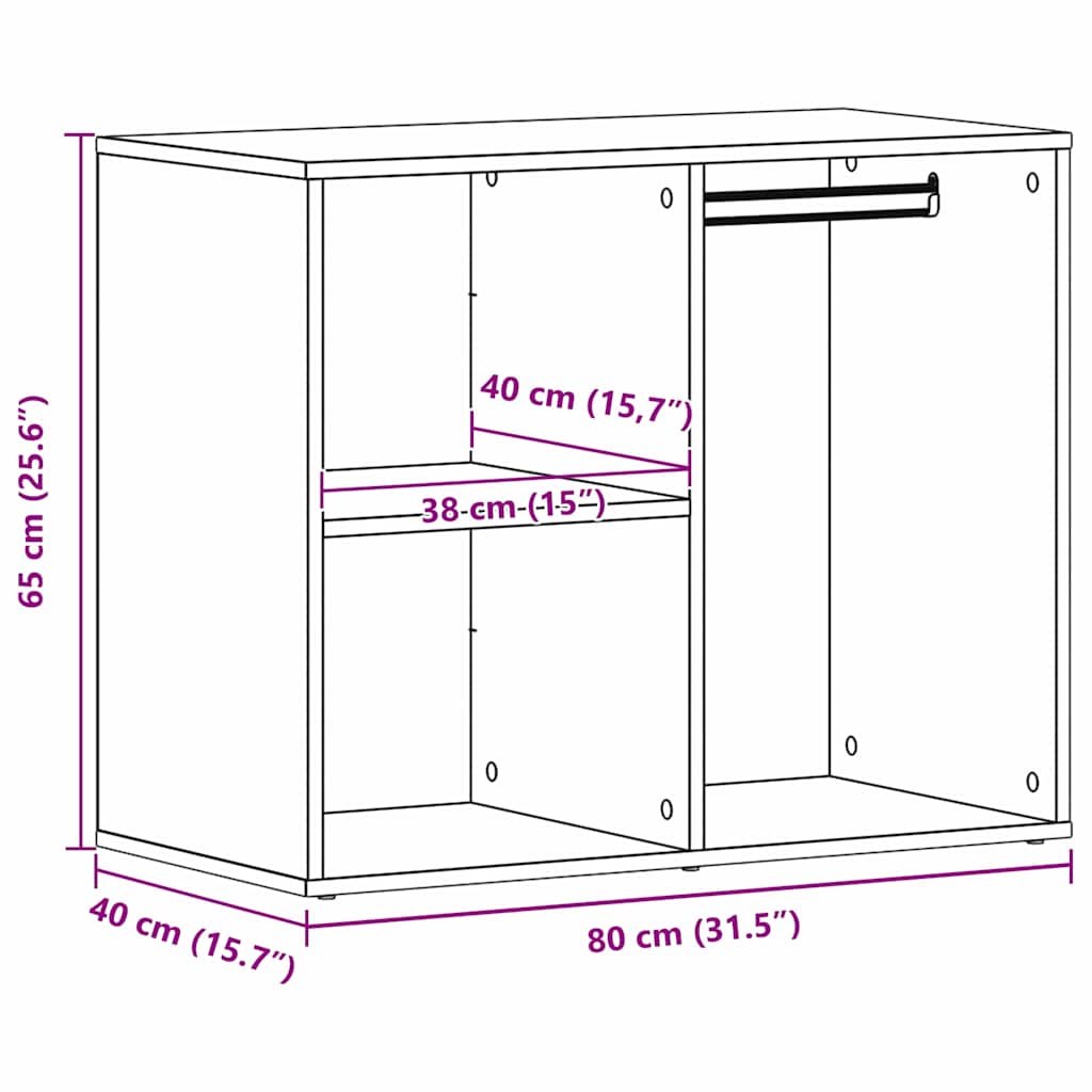 Dulap Cosmetic Stejar Negru 80 x 40 x 65 cm Lemn compozit