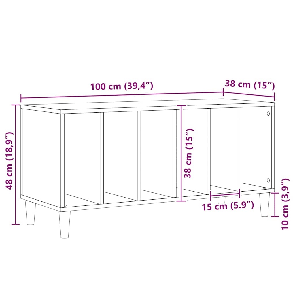 Dulap pentru discuri de vinil Stejar Negru 100 x 38 x 48 cm