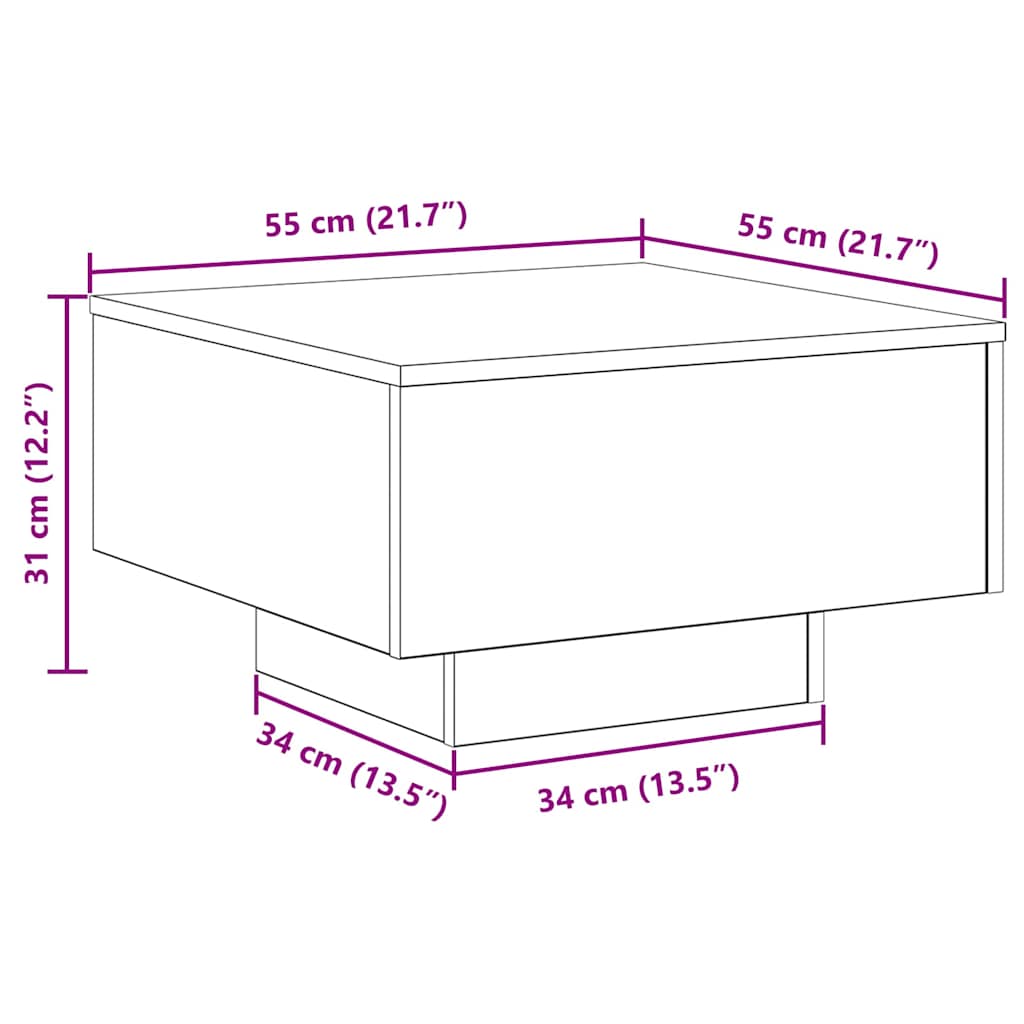 Masă de cafea Stejar Negru 55 x 55 x 31 cm