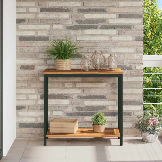 Masă de exterior cu depozitare Natural și negru 80 x 35 x 75 cm