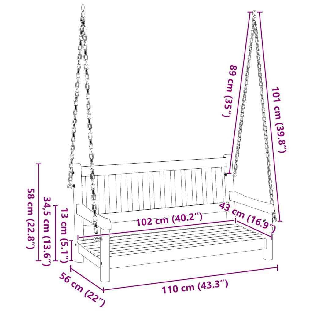 Bancă swinging Maro 110 x 56 x 58.5 cm Lemn Solid de Acacia