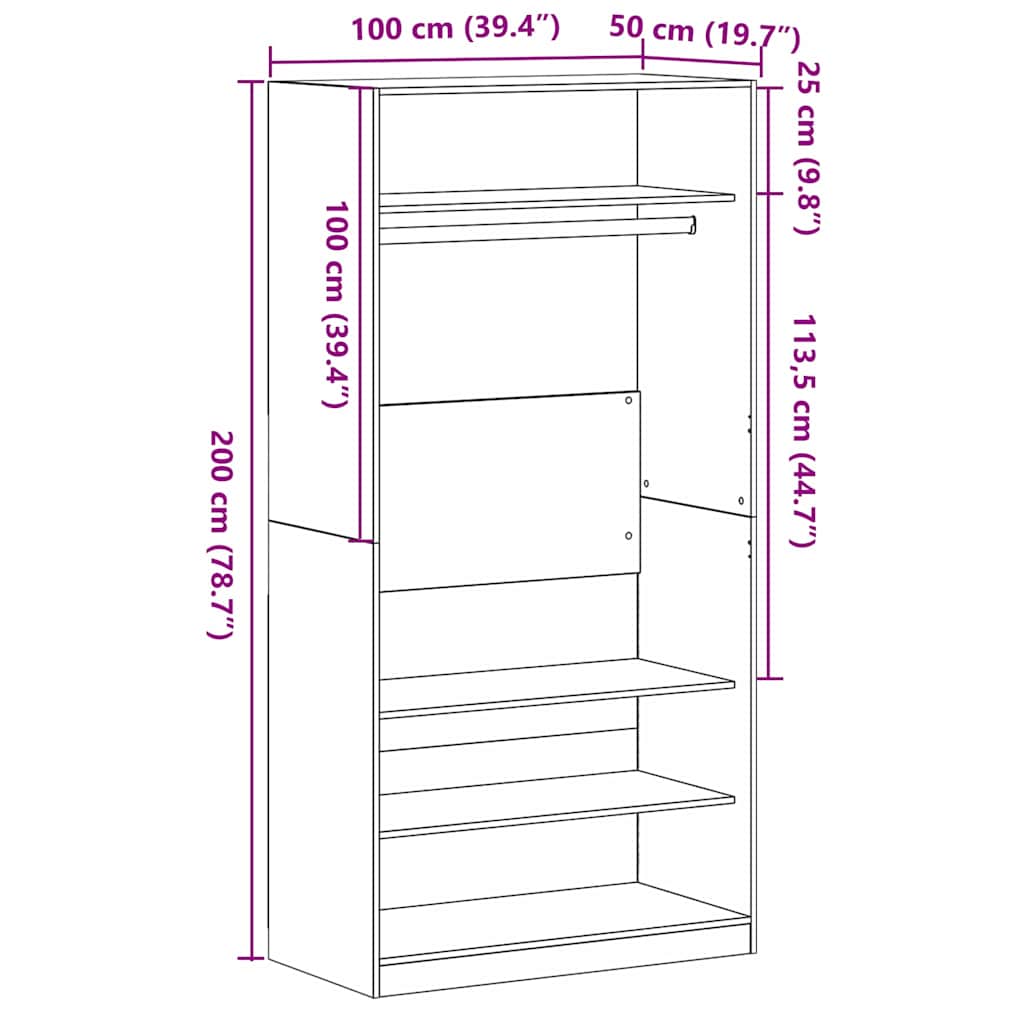 Dulap Stejar negru 100 x 50 x 200 cm Lemn compozit