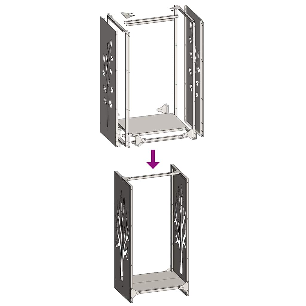 Suport pentru lemne de foc alb 40x30x80 cm Oțel laminat la rece