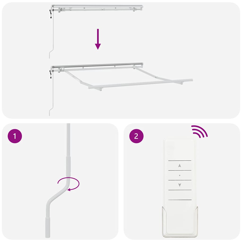 Cadru de copertină Alb 2,5 x 2 m Metal