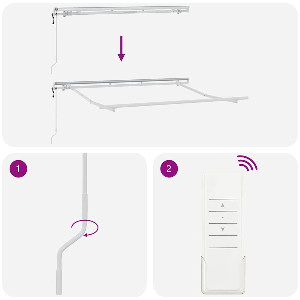 Cadru de copertină Alb 3 x 2 m Metal