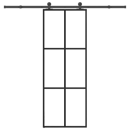 Ușă glisantă cu set feronerie, 76x205 cm, sticlă ESG/aluminiu