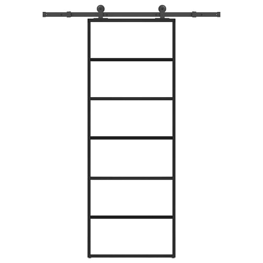 Ușă glisantă cu set feronerie, 76x205 cm, sticlă ESG/aluminiu