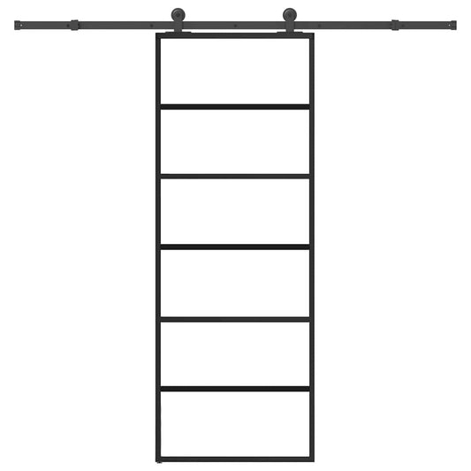 Ușă glisantă cu set feronerie, 76x205 cm, sticlă ESG/aluminiu