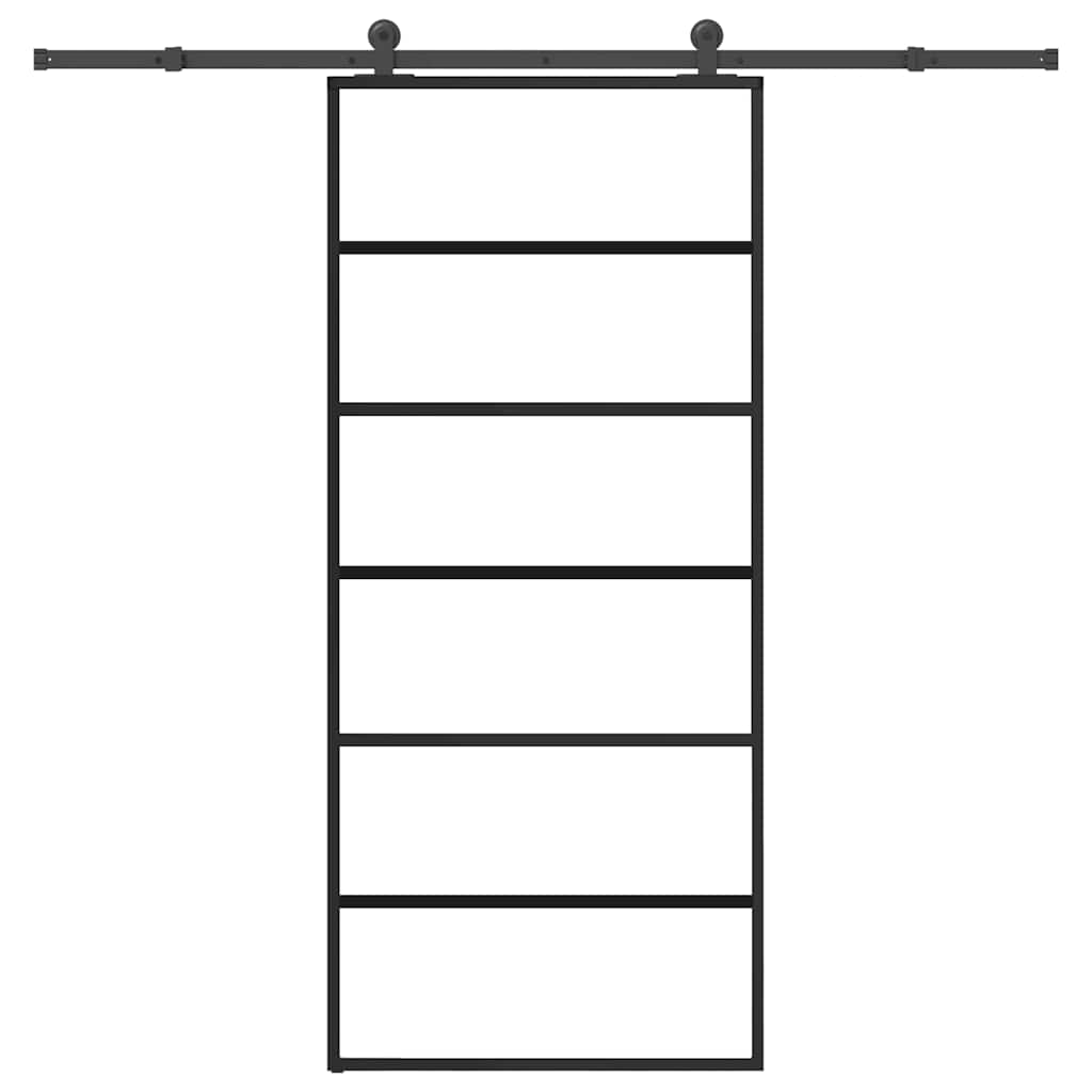 Ușă glisantă cu set feronerie, 90x205 cm, sticlă ESG/aluminiu