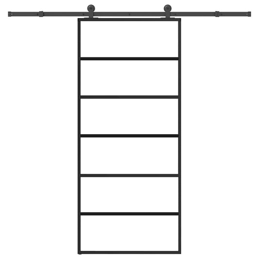 Ușă glisantă cu set feronerie, 90x205 cm, sticlă ESG/aluminiu