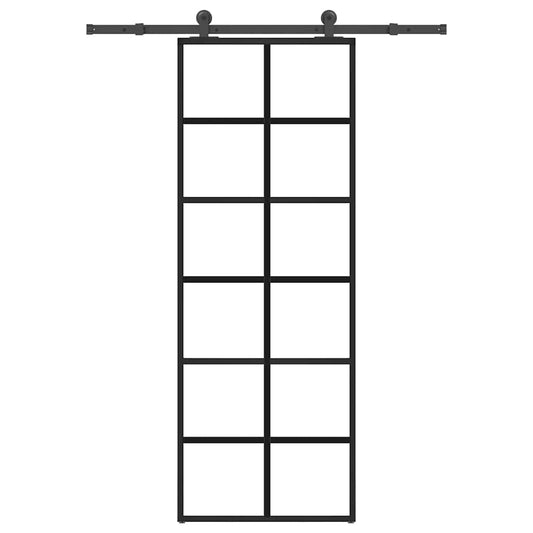 Ușă glisantă cu set feronerie, 76x205 cm, sticlă ESG/aluminiu