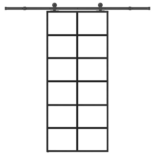 Ușă glisantă cu set feronerie, 90x205 cm, sticlă ESG/aluminiu