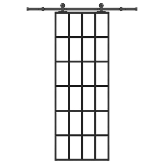 Ușă glisantă cu set feronerie, 76x205 cm, sticlă ESG/aluminiu