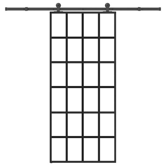 Ușă glisantă cu set feronerie, 90x205 cm, sticlă ESG/aluminiu