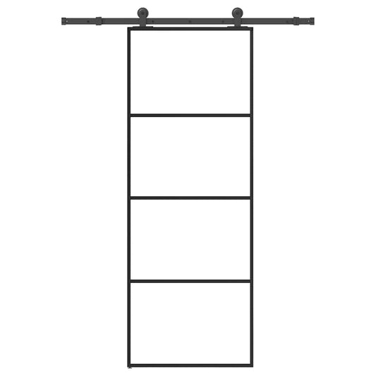 Ușă glisantă cu set feronerie, 76x205 cm, sticlă ESG/aluminiu