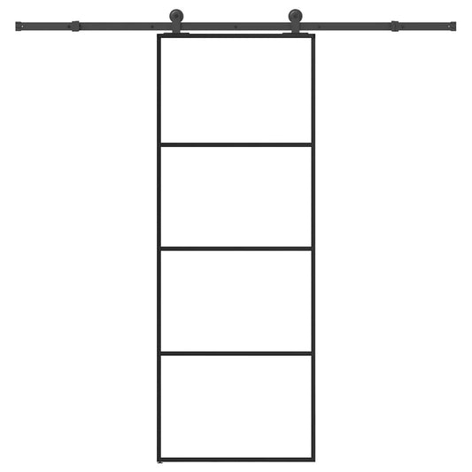 Ușă glisantă cu set feronerie, 76x205 cm, sticlă ESG/aluminiu