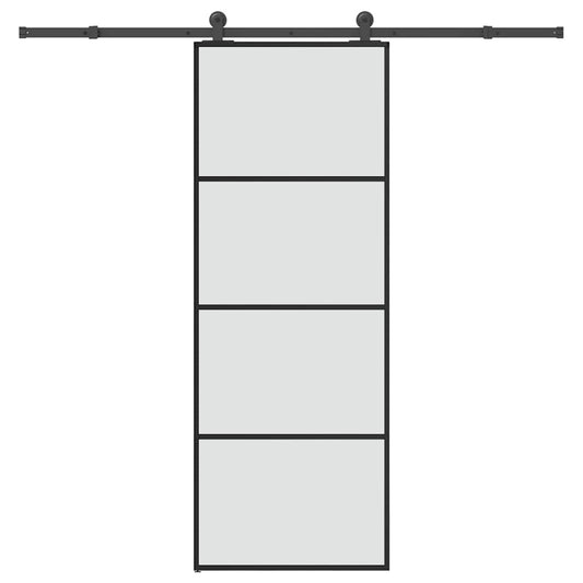 Ușă glisantă cu set feronerie, 76x205 cm, sticlă ESG/aluminiu