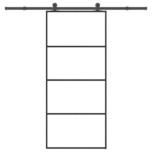 Ușă glisantă cu set feronerie, 90x205 cm, sticlă ESG/aluminiu