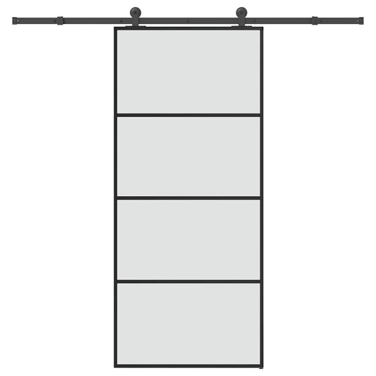 Ușă glisantă cu set feronerie, 90x205 cm, sticlă ESG/aluminiu